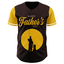 Load image into Gallery viewer, Custom Brown Yellow 3D Pattern Design Father&#39;s Day Family Love Authentic Baseball Jersey
