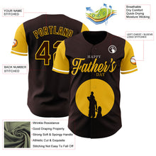 Load image into Gallery viewer, Custom Brown Yellow 3D Pattern Design Father&#39;s Day Family Love Authentic Baseball Jersey
