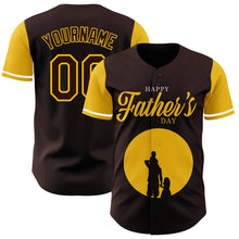 Load image into Gallery viewer, Custom Brown Yellow 3D Pattern Design Father&#39;s Day Family Love Authentic Baseball Jersey
