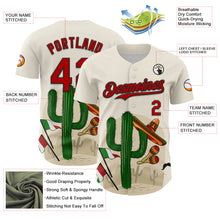 Load image into Gallery viewer, Custom Cream Red-Black 3D Mexican Festival Cactus Sombrero And Flag Cinco de Mayo Authentic Baseball Jersey

