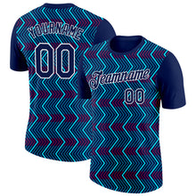 Load image into Gallery viewer, Custom Navy Ice Blue-Red 3D Esports Performance T-Shirt
