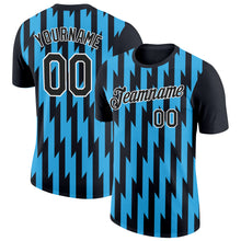 Load image into Gallery viewer, Custom Black Sky Blue-White 3D Esports Performance T-Shirt
