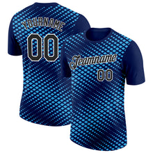 Load image into Gallery viewer, Custom Navy Black-Sky Blue 3D Esports Performance T-Shirt
