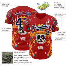 Load image into Gallery viewer, Custom Red Navy-White 3D Mexican Festival Flower And Skull Sombrero Cinco de Mayo Authentic Baseball Jersey
