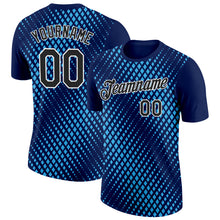 Load image into Gallery viewer, Custom Navy Black-Sky Blue 3D Esports Performance T-Shirt
