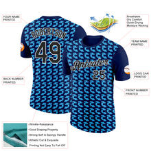 Load image into Gallery viewer, Custom Navy Black-Sky Blue 3D Esports Performance T-Shirt
