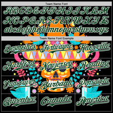 Load image into Gallery viewer, Custom Black Green-White 3D Mexican Festival Flower Skull With Sombrero Cinco de Mayo Authentic Baseball Jersey
