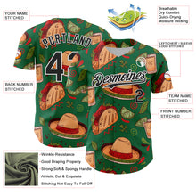 Load image into Gallery viewer, Custom Kelly Green Black-White 3D Mexican Festival Tacos And Sombrero Cinco de Mayo Authentic Baseball Jersey
