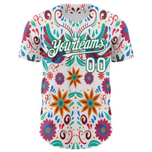 Load image into Gallery viewer, Custom White Kelly Green 3D Mexican Festival Flower Cinco de Mayo Authentic Baseball Jersey

