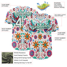 Load image into Gallery viewer, Custom White Kelly Green 3D Mexican Festival Flower Cinco de Mayo Authentic Baseball Jersey
