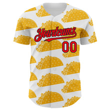 Load image into Gallery viewer, Custom White Fire Red-Black 3D Mexican Festival Nachos And Tacos Cinco de Mayo Authentic Baseball Jersey
