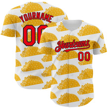 Load image into Gallery viewer, Custom White Fire Red-Black 3D Mexican Festival Nachos And Tacos Cinco de Mayo Authentic Baseball Jersey
