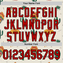 Load image into Gallery viewer, Custom Cream Red-Black 3D Mexican Festival Cactus And Sombrero Cinco de Mayo Authentic Baseball Jersey
