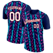 Load image into Gallery viewer, Custom Navy Lakes Blue Deep Pink-Red 3D Esports Performance T-Shirt
