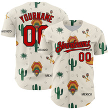 Load image into Gallery viewer, Custom Cream Red-Black 3D Mexican Festival Cactus And Sombrero Cinco de Mayo Authentic Baseball Jersey

