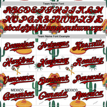 Load image into Gallery viewer, Custom White Red-Black 3D Mexican Festival Cactus And Sombrero Cinco de Mayo Authentic Baseball Jersey
