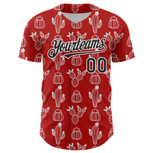Load image into Gallery viewer, Custom Red Black-White 3D Mexican Cactus Authentic Baseball Jersey
