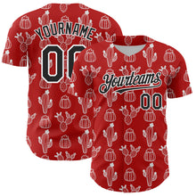 Load image into Gallery viewer, Custom Red Black-White 3D Mexican Cactus Authentic Baseball Jersey
