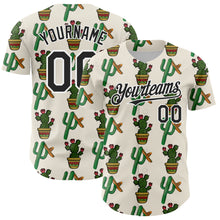 Load image into Gallery viewer, Custom Cream Black-White 3D Mexican Cactus Authentic Baseball Jersey
