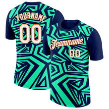 Load image into Gallery viewer, Custom Navy Pea Green-Orange 3D Esports Performance T-Shirt
