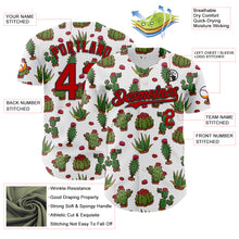 Load image into Gallery viewer, Custom White Red-Black 3D Mexican Cactus Authentic Baseball Jersey
