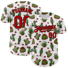 Load image into Gallery viewer, Custom White Red-Black 3D Mexican Cactus Authentic Baseball Jersey
