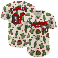 Load image into Gallery viewer, Custom Cream Red-Black 3D Mexican Cactus Authentic Baseball Jersey
