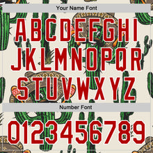 Load image into Gallery viewer, Custom Cream Red-White 3D Mexican Cactus Authentic Baseball Jersey
