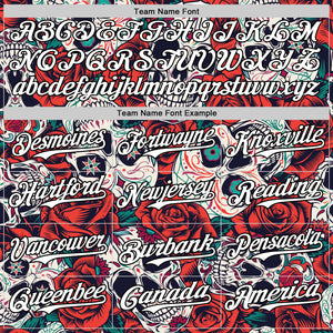 Custom White Black 3D Mexican Skull And Flower Authentic Baseball Jersey