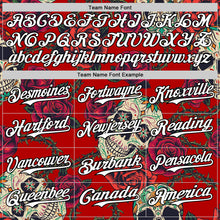 Load image into Gallery viewer, Custom Red White-Black 3D Mexican Skull And Flower Authentic Baseball Jersey
