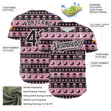 Load image into Gallery viewer, Custom Black Light Pink-White 3D Gothic Skull Authentic Baseball Jersey
