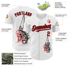 Load image into Gallery viewer, Custom White Red-Black 3D Skull Authentic Baseball Jersey
