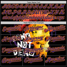Load image into Gallery viewer, Custom Black Dark Purple-Bay Orange 3D Punk Rock Skull Authentic Baseball Jersey
