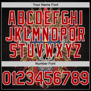 Custom Black Red-White 3D Apache Skull Authentic Baseball Jersey