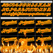 Load image into Gallery viewer, Custom Black Orange-Light Yellow 3D Flame? Skull Authentic Baseball Jersey
