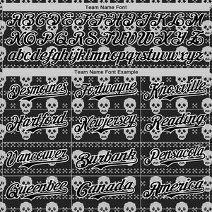 Custom Black White 3D Gothic Skull Authentic Baseball Jersey