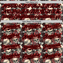 Load image into Gallery viewer, Custom Black Red 3D Skeleton And Flower Authentic Baseball Jersey
