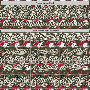 Custom Olive White 3D Punk Rock Skull Authentic Baseball Jersey
