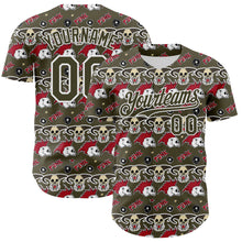 Load image into Gallery viewer, Custom Olive White 3D Punk Rock Skull Authentic Baseball Jersey

