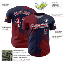 Load image into Gallery viewer, Custom Crimson Navy-White 3D Pattern Design Abstract Brush Stroke Authentic Baseball Jersey
