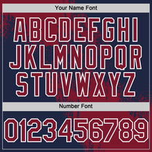 Load image into Gallery viewer, Custom Crimson Navy-White 3D Pattern Design Abstract Brush Stroke Authentic Baseball Jersey
