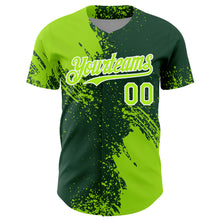 Load image into Gallery viewer, Custom Neon Green Green-White 3D Pattern Design Abstract Brush Stroke Authentic Baseball Jersey
