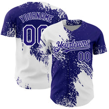 Load image into Gallery viewer, Custom White Dark Purple 3D Pattern Design Abstract Brush Stroke Authentic Baseball Jersey
