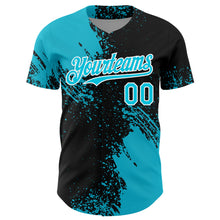 Load image into Gallery viewer, Custom Lakes Blue Black-White 3D Pattern Design Abstract Brush Stroke Authentic Baseball Jersey
