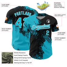 Load image into Gallery viewer, Custom Lakes Blue Black-White 3D Pattern Design Abstract Brush Stroke Authentic Baseball Jersey
