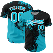 Load image into Gallery viewer, Custom Lakes Blue Black-White 3D Pattern Design Abstract Brush Stroke Authentic Baseball Jersey
