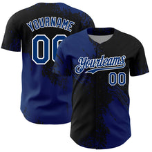 Load image into Gallery viewer, Custom US Navy Blue Black-White 3D Pattern Design Abstract Brush Stroke Authentic Baseball Jersey
