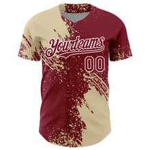 Load image into Gallery viewer, Custom Cream Crimson-White 3D Pattern Design Abstract Brush Stroke Authentic Baseball Jersey
