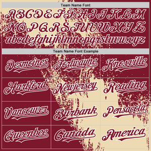 Custom Cream Crimson-White 3D Pattern Design Abstract Brush Stroke Authentic Baseball Jersey