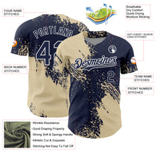 Load image into Gallery viewer, Custom Cream Navy-White 3D Pattern Design Abstract Brush Stroke Authentic Baseball Jersey
